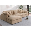 Chenille Modular Sectional Sofa Modern Cloud Couch & Ottomans Camel