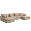 Chenille Modular Sectional Sofa Modern Cloud Couch & Ottomans Camel