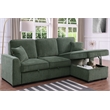 Chenille Pull Out Sofa Bed Modern L-Shaped Sleeper Sofa Green