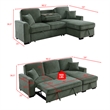 Chenille Pull Out Sofa Bed Modern L-Shaped Sleeper Sofa Green