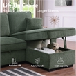 Chenille Pull Out Sofa Bed Modern L-Shaped Sleeper Sofa Green