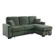 Chenille Pull Out Sofa Bed Modern L-Shaped Sleeper Sofa Green