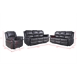 3-Piece Gray Faux Leather Reclining Sofa Set with Cup Holders & Storage & Drop Down Table