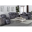 3-Piece Gray Faux Leather Reclining Sofa Set with Cup Holders & Storage & Drop Down Table