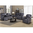 3-Piece Gray Faux Leather Reclining Sofa Set with Cup Holders & Storage & Drop Down Table