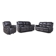 3-Piece Gray Faux Leather Reclining Sofa Set with Cup Holders & Storage & Drop Down Table