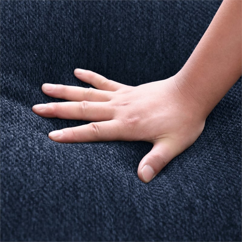 GOOEEN U-Shaped Chenille Sectional Sofa with Ottoman Blue