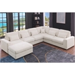6 Seater Sectional Sofa Set Chenille Beige & Ottoman Pillows