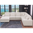 6 Seater Sectional Sofa Set Chenille Beige & Ottoman Pillows