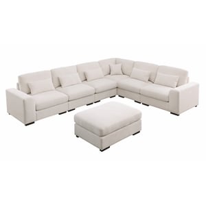 6 Seater Sectional Sofa Set with Ottoman Chenille Beige