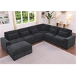 6 Seater Sectional Sofa Set Chenille Gray & Ottoman Pillows