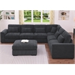 6 Seater Sectional Sofa Set Chenille Gray & Ottoman Pillows