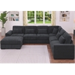 6 Seater Sectional Sofa Set Chenille Gray & Ottoman Pillows