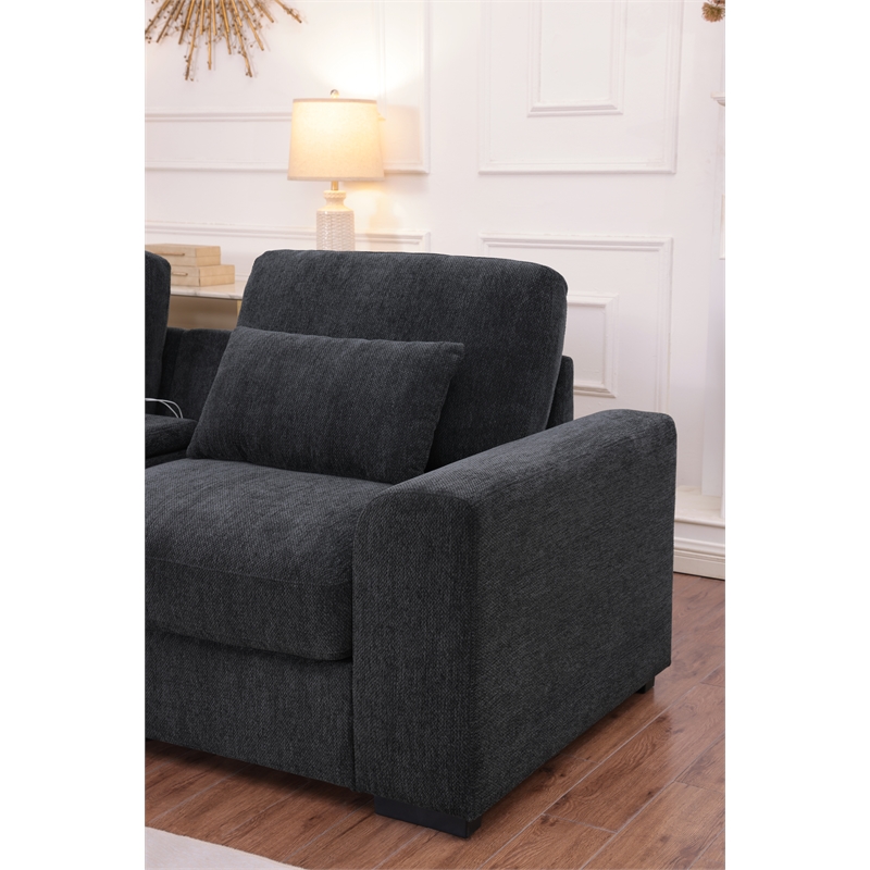 6 Seater Sectional Sofa Set Chenille Gray