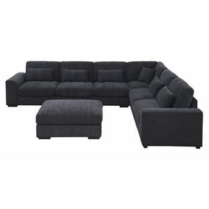 6 Seater Sectional Sofa Set Chenille Gray & Ottoman Pillows