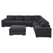 6 Seater Sectional Sofa Set Chenille Gray & Ottoman Pillows