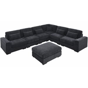 6 Seater Sectional Sofa Set with Ottoman Chenille Gray
