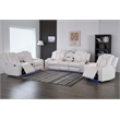 3-Piece Power Reclining PU Leather Sofa Set & Speaker White