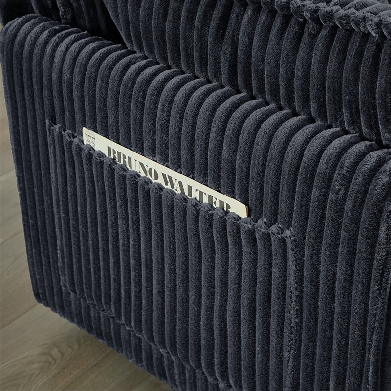3-Seat Corduroy Cloud Sofa with Ottoman & Pockets & Pillows Gray