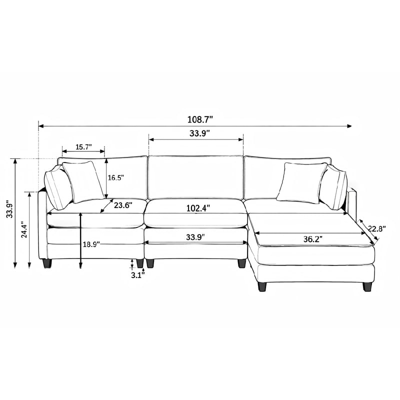 3-Seat Corduroy Cloud Sofa with Ottoman & Pockets & Pillows Green