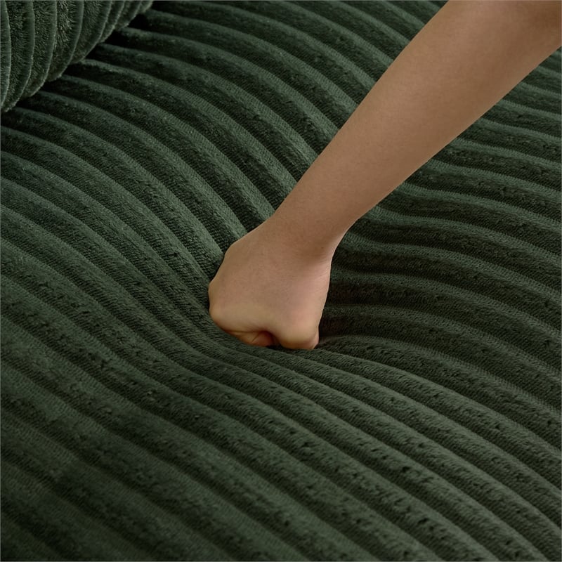 3-Seat Corduroy Cloud Sofa with Ottoman & Pockets & Pillows Green