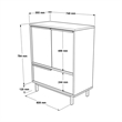 Ocean Double Sideboard Table and Storage 3 Doors OAK Color Multi Purpose Cabinet
