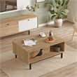 Crea Coffee Table with Metal Legs and Doors UV Print White