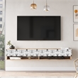Future TV Unit Maze Pine-White UV Print 70 inches Floating Entertainment Center