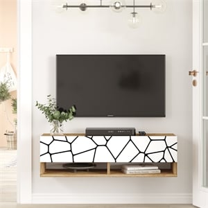 Future TV Unit Cobble Pine White UV Print 40 inches Floating Entertainment Unit