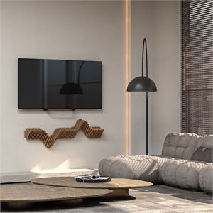 Batamex Parametrics 48&quot Floating Wavy Shelf Modern Geometric Wooden Wall Piece