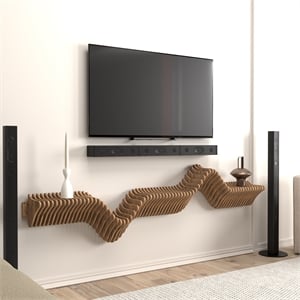 Batamex Parametric 63&quot Floating Shelf Modern Geometric Wooden 3D Wavy Wall Piece
