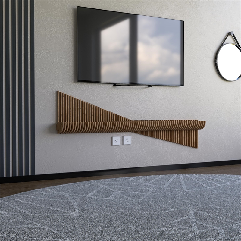 Batamex Parametric 60 inch Floating Shelf Geometric Wooden Wall Decor Oak Color