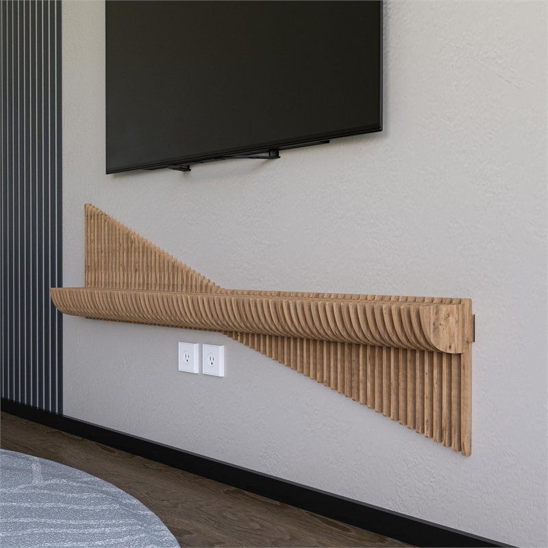 Batamex Parametric 60 inch Floating Shelf Geometric Wooden Wall Decor Oak Color