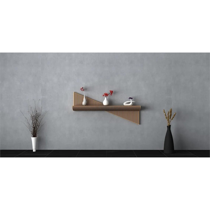 Batamex Parametric 60 inch Floating Shelf Geometric Wooden Wall Decor Oak Color