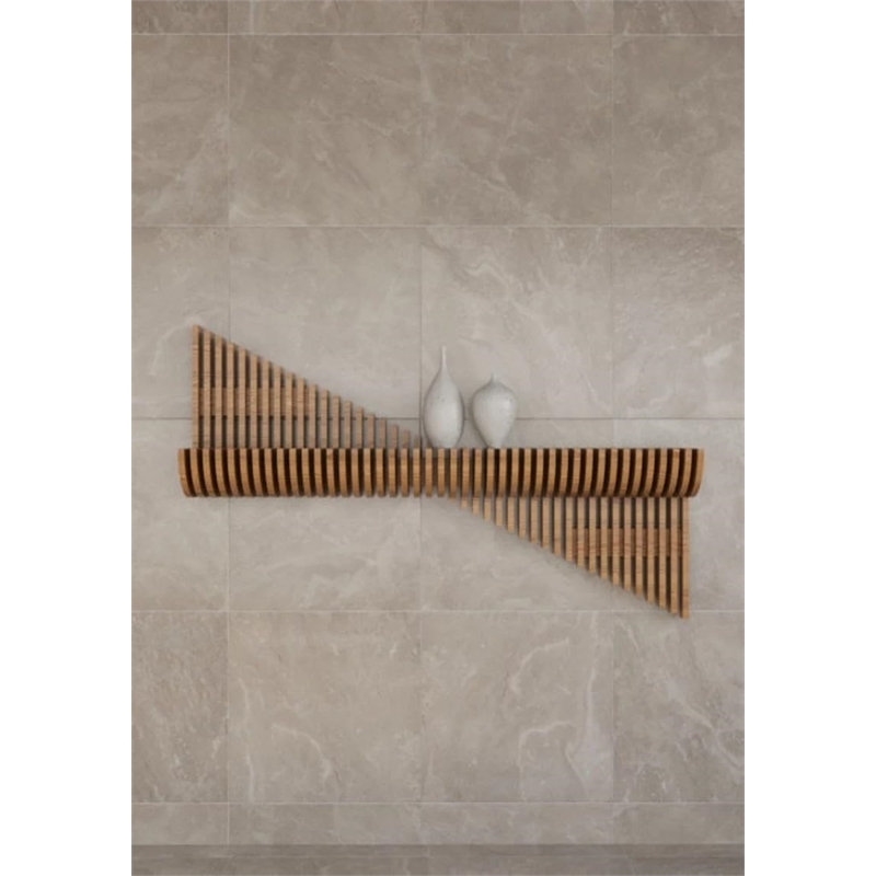 Batamex Parametric 60 inch Floating Shelf Geometric Wooden Wall Decor Oak Color
