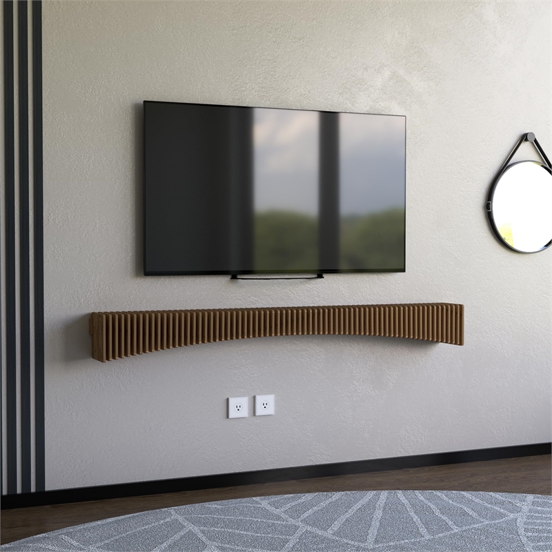 Batamex Parametric 60 inch Floating Shelf Geometric Wooden Wall Decor Oak Color
