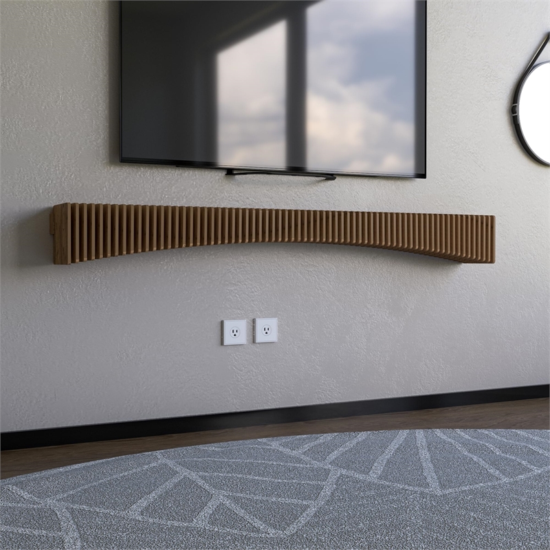 Batamex Parametric 60 inch Floating Shelf Geometric Wooden Wall Decor Oak Color