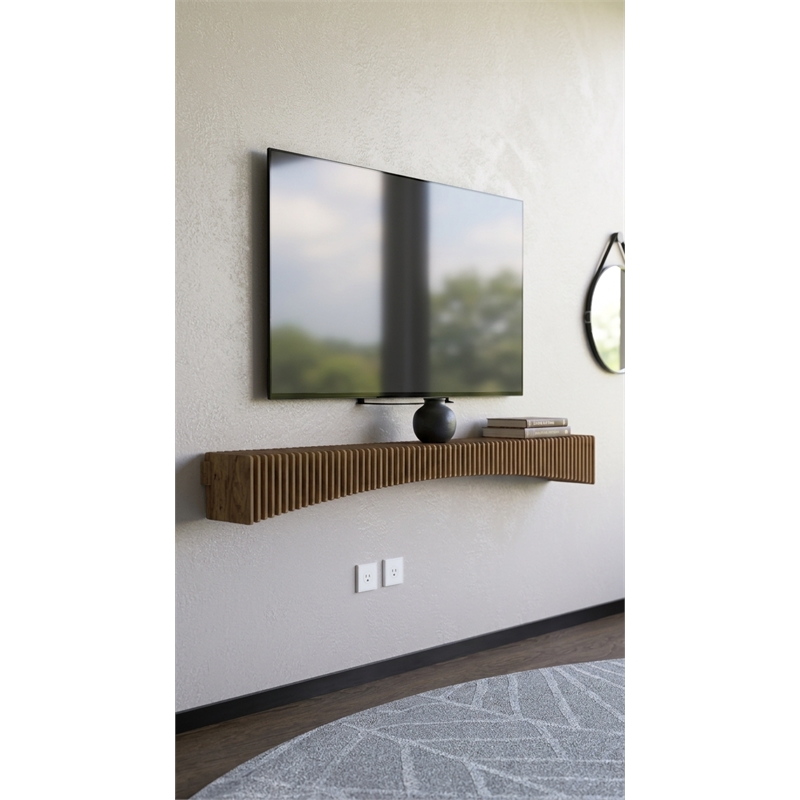 Batamex Parametric 60 inch Floating Shelf Geometric Wooden Wall Decor Oak Color
