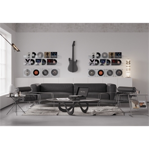 Elvis Parametric Wood Guitar Wall Decor Contemporary Sculptural Wall Art Black
