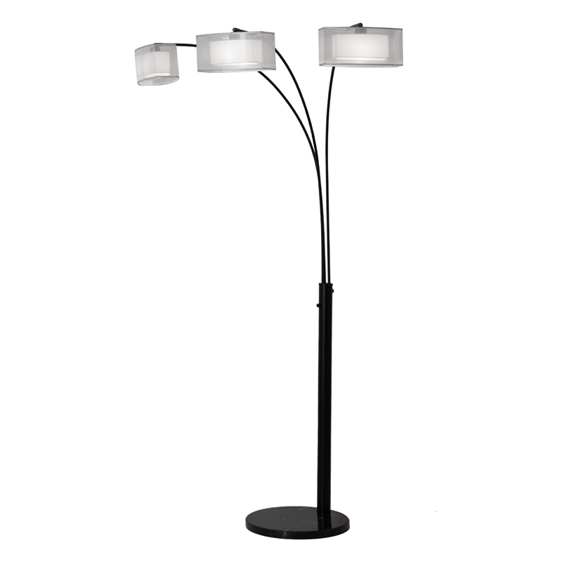 Amarillo 3 Light Arc Floor Lamp - Matte Black