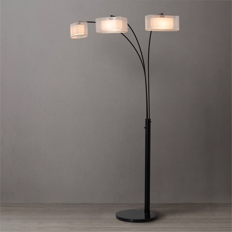 Amarillo 3 Light Arc Floor Lamp - Matte Black