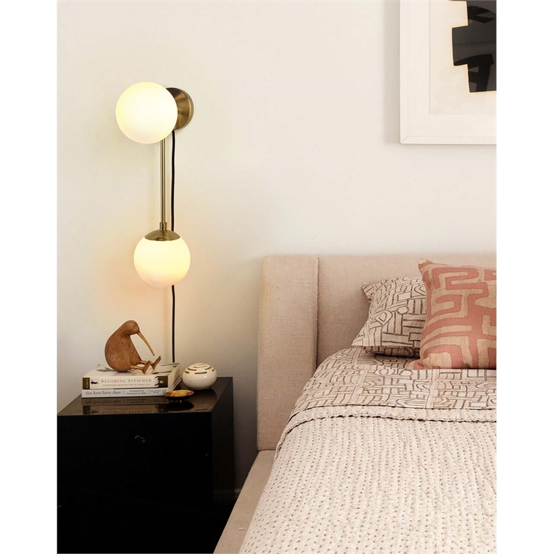 Duo Modern Contemporary LED Wall Sconce Brushed Brass