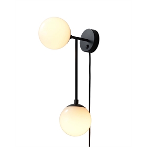 Duo Modern Contemporary Wall Sconce - Matte Black Plug-in
