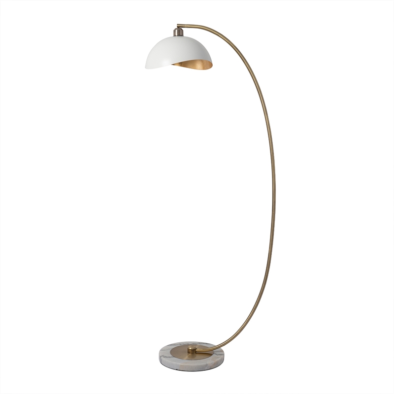 Luna Bella Chairside Arc Floor Lamp - 60 Weathered Brass & Matte White
