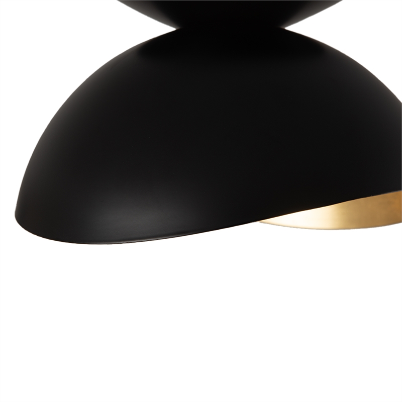 Luna Bella Flush Mount Ceiling Light - Matte Black & Gold-Leaf Shade