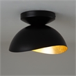 Luna Bella Flush Mount Ceiling Light - Matte Black & Gold-Leaf Shade
