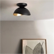 Luna Bella Flush Mount Ceiling Light - Matte Black & Gold-Leaf Shade