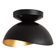 Luna Bella Flush Mount Ceiling Light - Matte Black & Gold-Leaf Shade