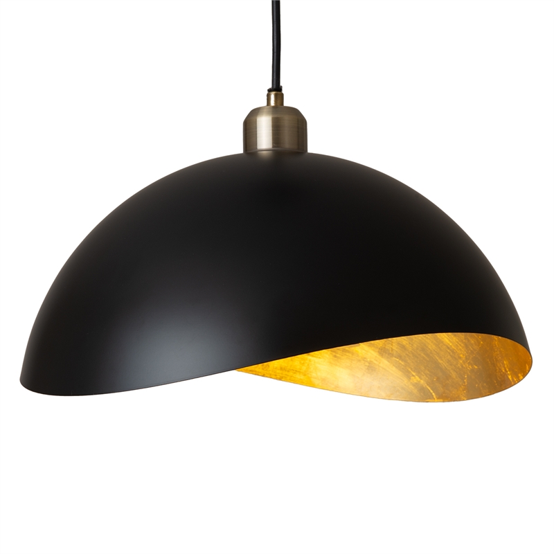 luna bella pendant light large - matte black weathered brass