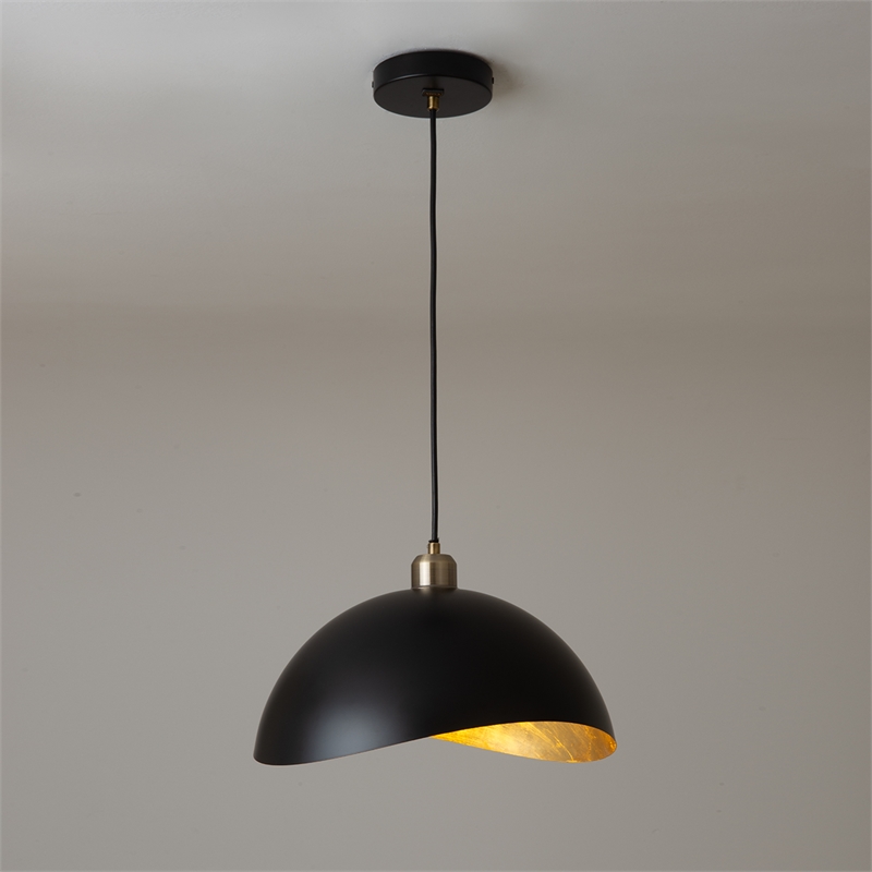 luna bella pendant light large - matte black weathered brass